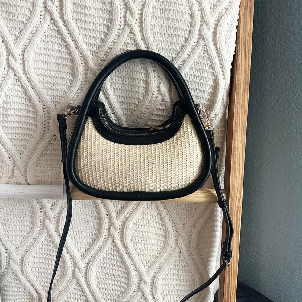 a new day Black and Cream Woven Shoulder Bag